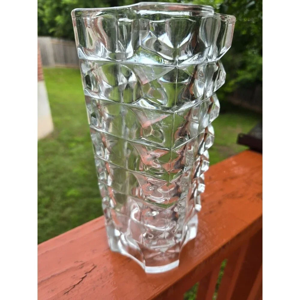 FRANCE J G DURAND WINDSOR GEOMETRIC‎ CRYSTAL GLASS VASE 9 3/4